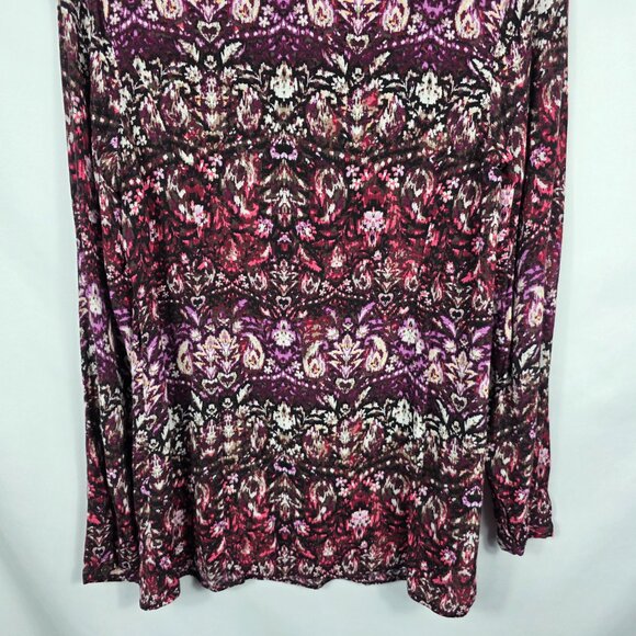 J. Jill Blouse Women's Size Small Purple Black Mixed Print Smocked Bodice - Picture 13 of 14